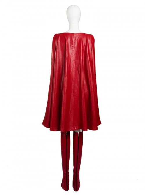 Supergirl Kara Zor-El Halloween Cosplay Costume Red Cloak