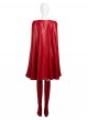 Supergirl Kara Zor-El Halloween Cosplay Costume Red Cloak