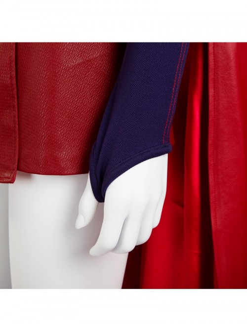 Supergirl Kara Zor-El Halloween Cosplay Costume Red Cloak