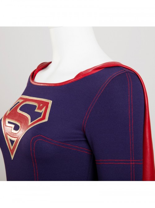 Supergirl Kara Zor-El Halloween Cosplay Costume Navy Blue Bodysuit