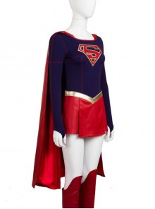 Supergirl Kara Zor-El Halloween Cosplay Costume Red Short Skirt