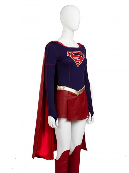 Supergirl Kara Zor-El Halloween Cosplay Costume Red Short Skirt