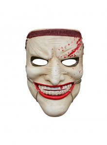 White Face Horror Bloody Evil Showing Teeth Smile Mask Halloween Haunted House Stage Performance Masquerade Adult Resin Full Face Mask