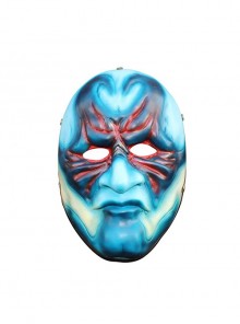 Payday 2 Horror Robber Red Eyebrow Cheek Blue Face Grim Guy Full Face Mask Halloween Haunted House Stage Performance Masquerade Adult Resin Mask