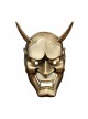 Japan Long Horns Ferocious Prajna Evil Horror Ghost Monster Resin Mask Halloween Stage Performance Haunted House Masquerade Full Face Mask