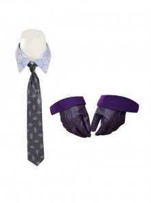 Batman The Dark Knight The Joker Purple Woolen Long Coat Suit Halloween Cosplay Accessories Gloves And Tie