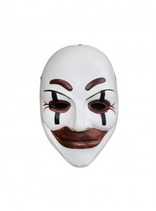 White Face Big Red Lip Exaggerated Clown Full Face Resin Mask Movie Who Am I - No System Is Safe Same Paragraph Halloween Stage Performance Haunted House Masquerade Mask
