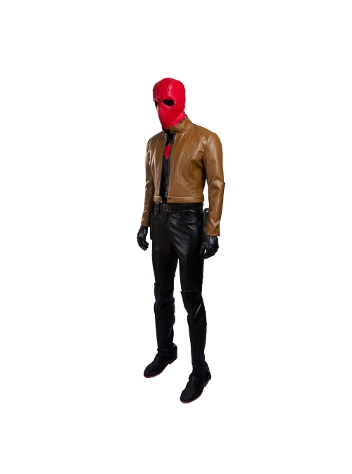Batman Red Hood Jason Todd Brown Jacket Set Halloween Cosplay Costume
