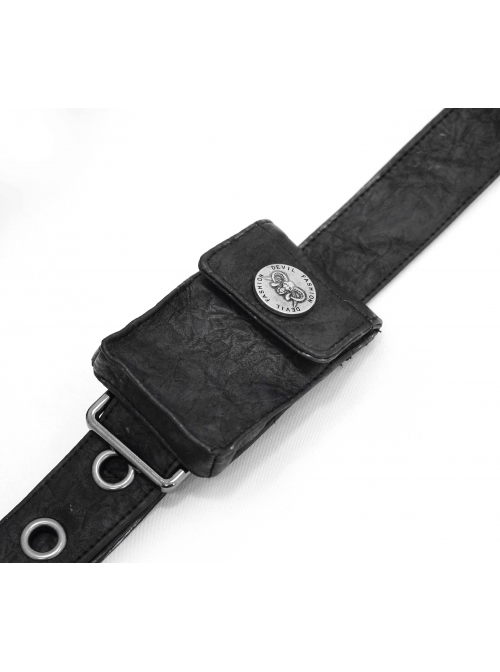 Black Punk Large-Capacity Adjustable Fog Flower Leather Waist Bag