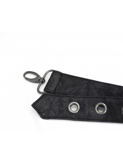 Black Punk Large-Capacity Adjustable Fog Flower Leather Waist Bag