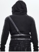 Black Punk Large-Capacity Adjustable Fog Flower Leather Waist Bag