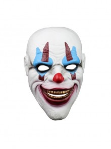Horror Thriller Blue Eye White Face Clown Robber Mask Halloween Haunted House CS Shooting Resin Full Face Mask