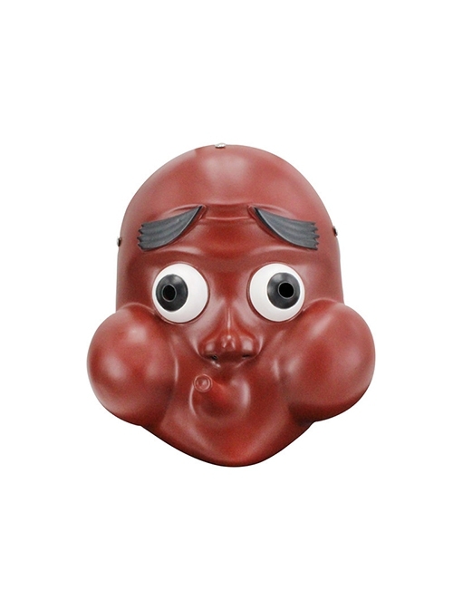 Japan Traditional Festival Red Face Fire Man Resin Mask Wacky Funny Halloween Stage Performance Masquerade Adult Full Face Mask