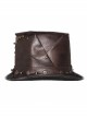 Brown Steampunk Metal Stud Decorated Medium Top Leather Hat