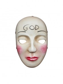 Movie The Purge Same Paragraph Forehead God Word Cheek Blush Weird Beige Resin Mask Halloween Haunted House Masquerade Full Face Mask