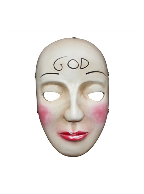 Movie The Purge Same Paragraph Forehead God Word Cheek Blush Weird Beige Resin Mask Halloween Haunted House Masquerade Full Face Mask