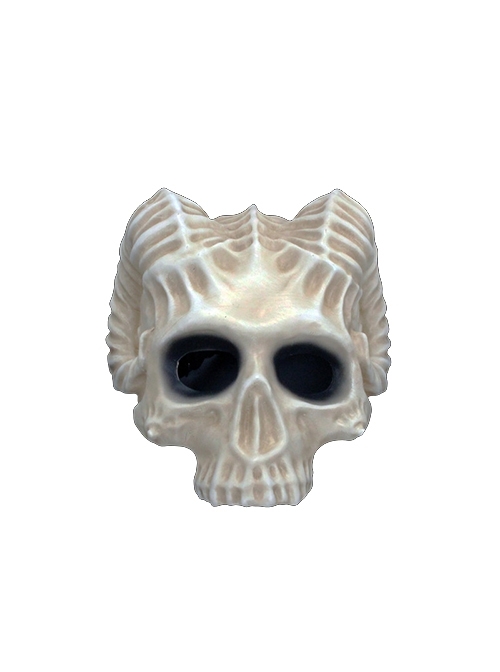 White Goat Horns Spooky Skull Mask Halloween Masquerade Haunted House Stage Performance Adult Full Face Resin Mask