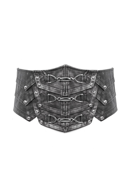 Silver Punk Metal Nail Decoration Non-Elastic Adjustable Leather Armor Belts
