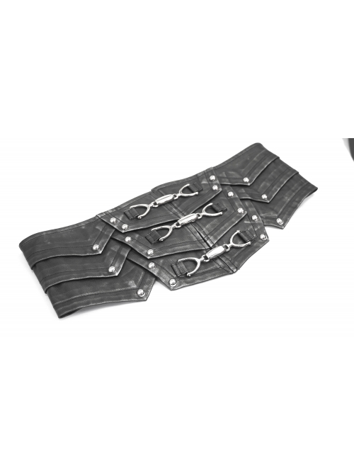 Silver Punk Metal Nail Decoration Non-Elastic Adjustable Leather Armor Belts