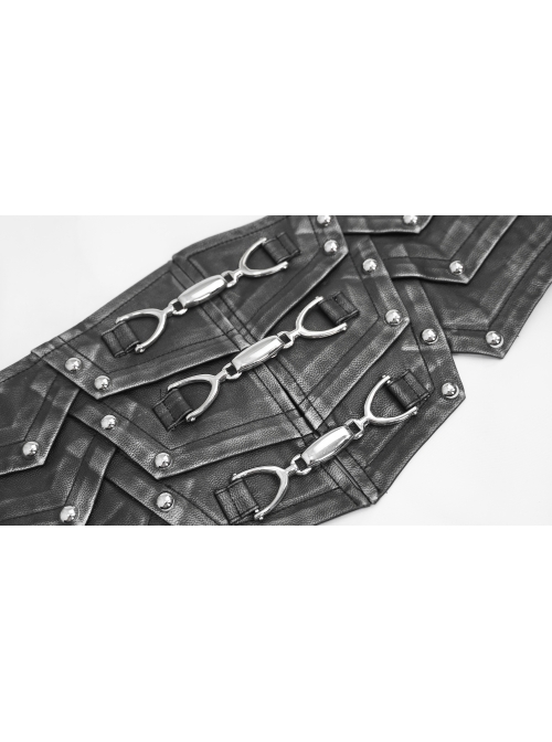 Silver Punk Metal Nail Decoration Non-Elastic Adjustable Leather Armor Belts