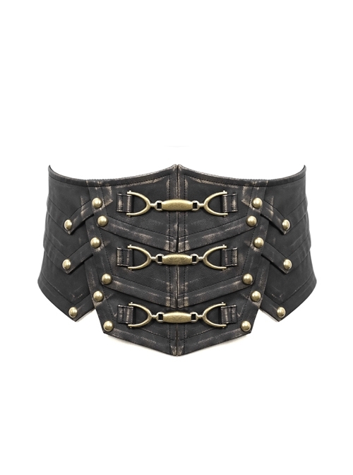 Bronze Punk Metal Nail Decoration Non-Elastic Adjustable Leather Armor Belts