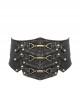 Bronze Punk Metal Nail Decoration Non-Elastic Adjustable Leather Armor Belts