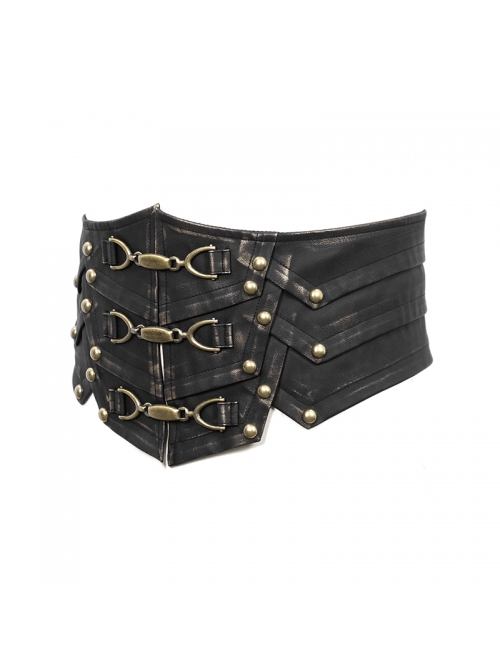 Bronze Punk Metal Nail Decoration Non-Elastic Adjustable Leather Armor Belts