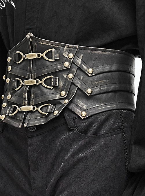 Bronze Punk Metal Nail Decoration Non-Elastic Adjustable Leather Armor Belts