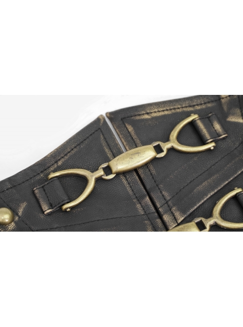 Bronze Punk Metal Nail Decoration Non-Elastic Adjustable Leather Armor Belts