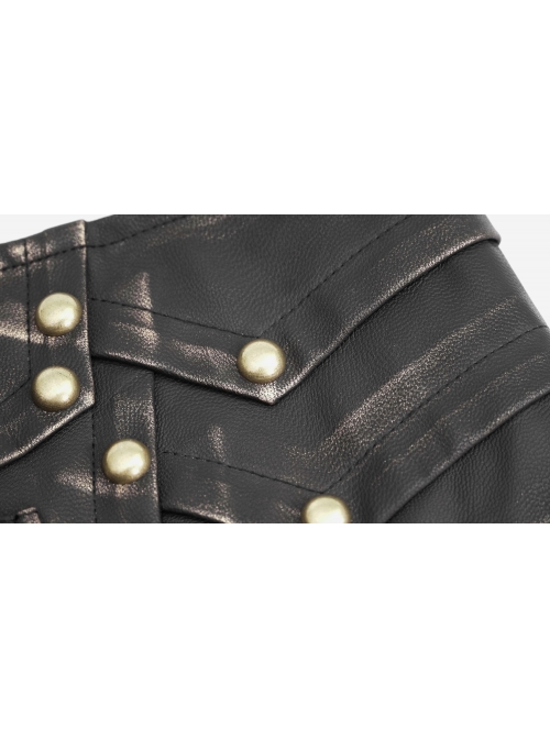 Bronze Punk Metal Nail Decoration Non-Elastic Adjustable Leather Armor Belts