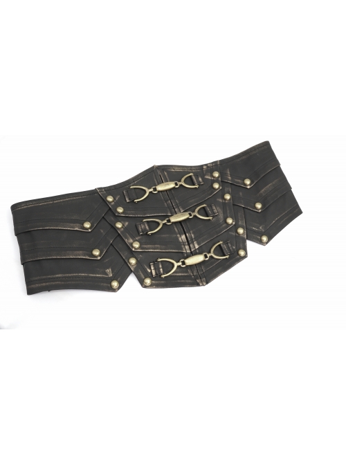 Bronze Punk Metal Nail Decoration Non-Elastic Adjustable Leather Armor Belts