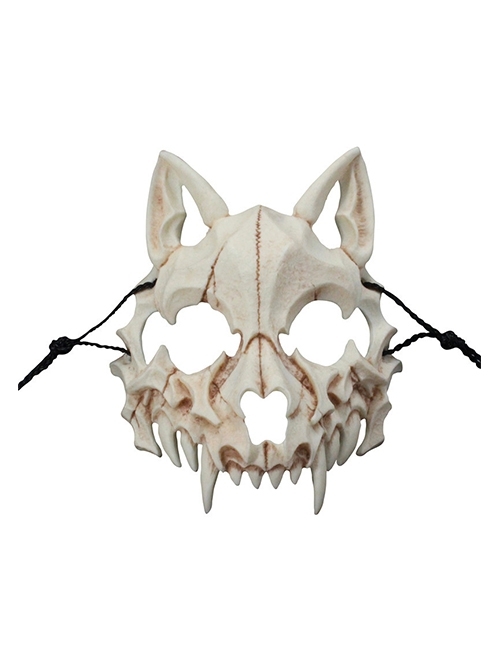 Crow Tengu God Devil Wolf Skull Adult Half Face Mask Halloween Haunted House Party Masquerade Resin Mask Style 7
