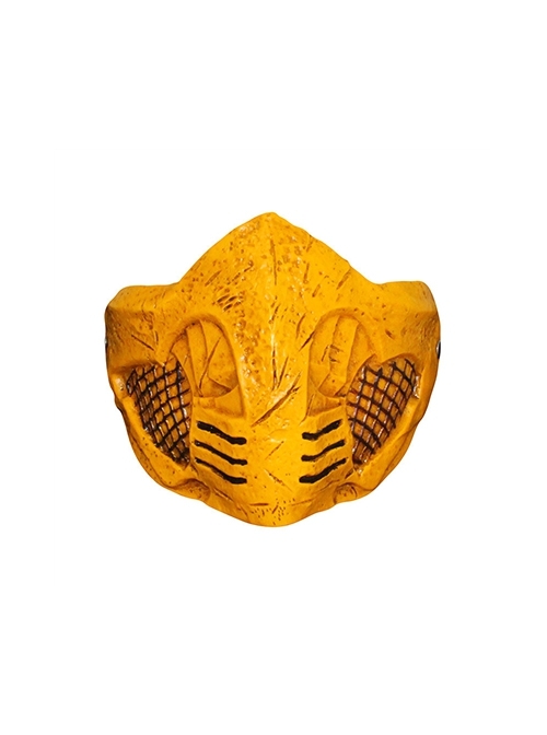 Game Mortal Kombat Scorpion Head Cover Half Face Resin Mask Halloween Haunted House Party Masquerade Mask