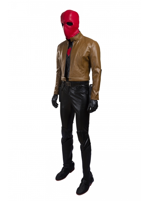 Batman Red Hood Jason Todd Halloween Cosplay Costume Brown Short Jacket