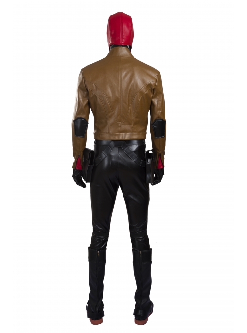 Batman Red Hood Jason Todd Halloween Cosplay Costume Brown Short Jacket