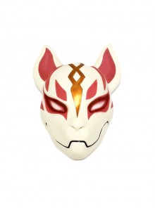 Grim Mysterious Red Eyes White Face Sky Fox Mask Halloween Party Festival Masquerade Stage Performance Adult Full Face Resin Mask