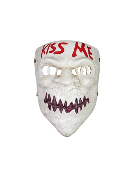 Film The Purge Election Year Forehead Kiss Me Word White Skull Horror Mask Halloween Party Festival Masquerade Stage Performance Adult Full Face Resin Mask