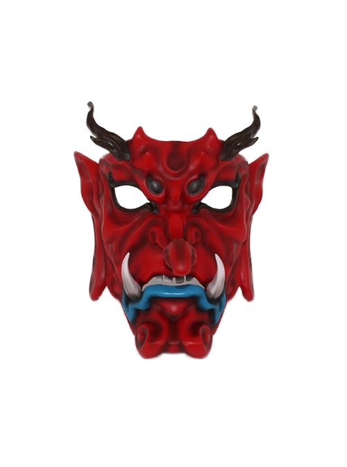 Long Nose Japanese Mist Hidden Tengu Buddhism Drama Ghost Monster Head Cover Mask Halloween Party Festival Adult Full Face Resin Mask