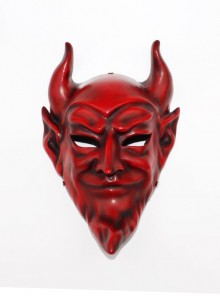 Long Horns Pointy Ears Chin Beard Traditional Handmade Mask Halloween Masquerade Festival Party Adult Full Face Resin Mask