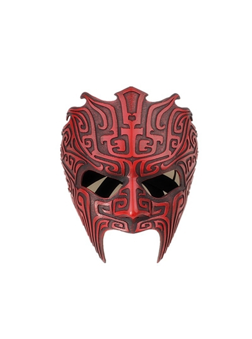 Retro Terracotta Warriors Domineering Not Covered Chin Bronze Resin Mask Halloween Party Stage Performance Masquerade Adult Full Face Mask