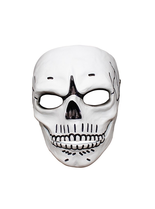 Horror Funny Hand Painted Teeth Movie 007 Spectre Skeleton White Skull Mask Halloween Party Adult Full Face Resin Mask
