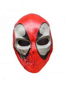 Marvel Movie Deadpool Shabby Scratches Red Old Mask Halloween Party Masquerade Adult Full Face Resin Mask