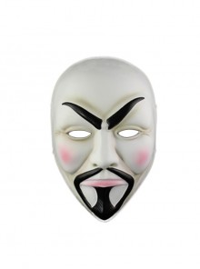 Payday 2 Short Mustache Pink Blush White Face Robber Mask Halloween Party Masquerade Haunted House Adult Full Face Resin Mask