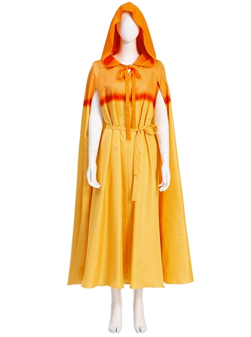 Thor Love And Thunder Halloween Cosplay Costume Yellow Printing Gradient Loose Big Cloak