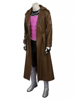 X-Men Gambit Remy LeBeau Halloween Cosplay Costume Brown Windbreaker
