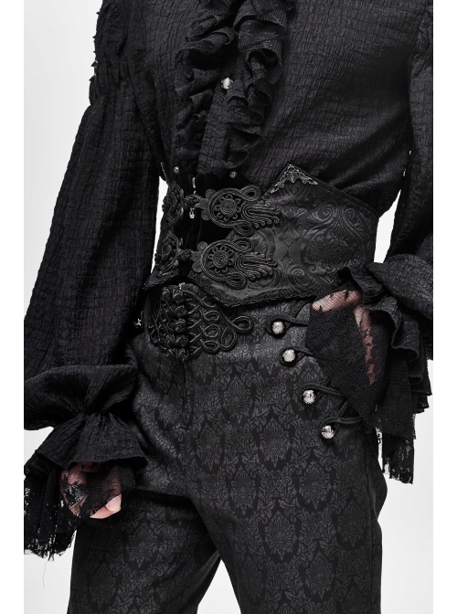 Black Adjustable Three-Dimensional Jacquard Gothic Belts