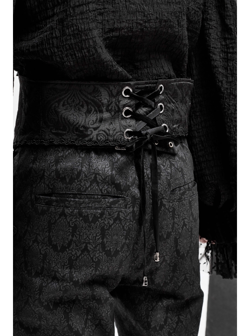 Black Adjustable Three-Dimensional Jacquard Gothic Belts