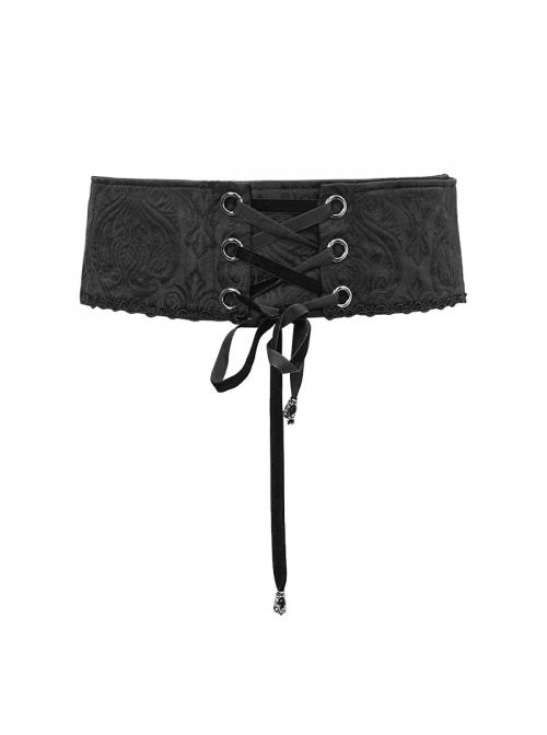 Black Adjustable Three-Dimensional Jacquard Gothic Belts