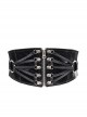 Punk Shimmer Black Leather Metal Buckle Adjustable Slim Belt