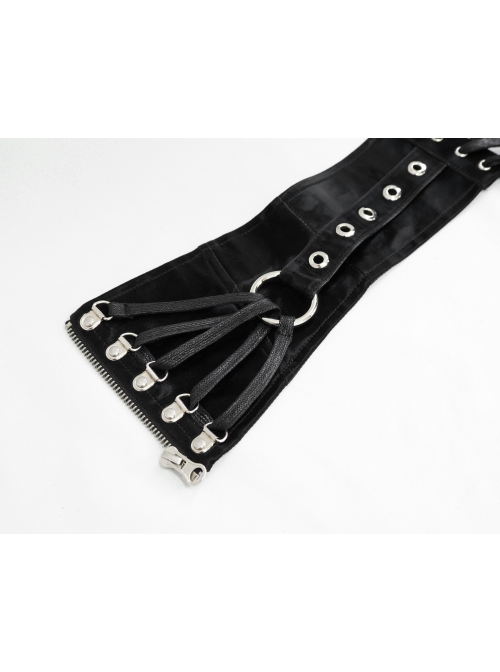Punk Shimmer Black Leather Metal Buckle Adjustable Slim Belt